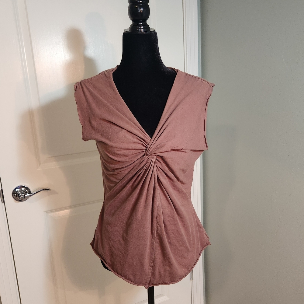Cabi Brown Twist Front Blouse